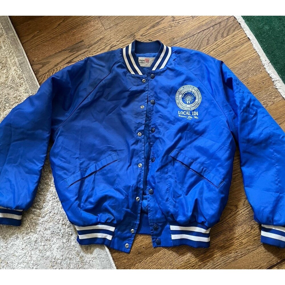 Vintage 70s 80’s Electric IBEW Union King Louie Satin Bomber Jacket USA Men’s M